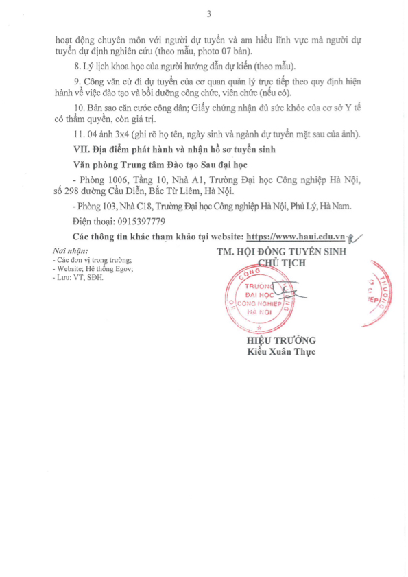 Thông báo tuyển sinh tiến sĩ năm 2025