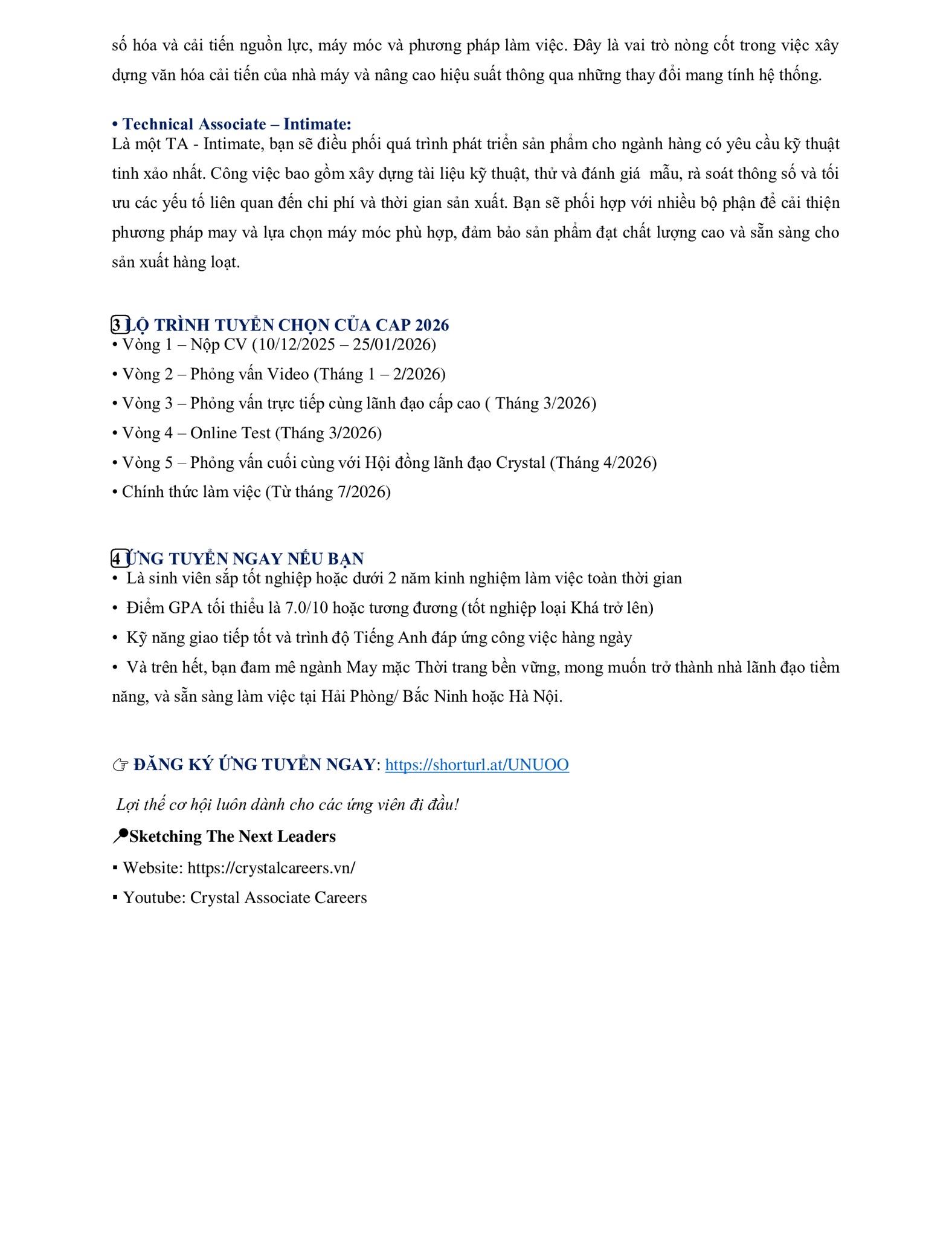 HÀNH TRÌNH TRỞ THÀNH NHÀ LÃNH ĐẠO TRẺ TẠI CRYSTAL ASSOCIATE PROGRAMME 2026 CHÍNH THỨC BẮT ĐẦU!