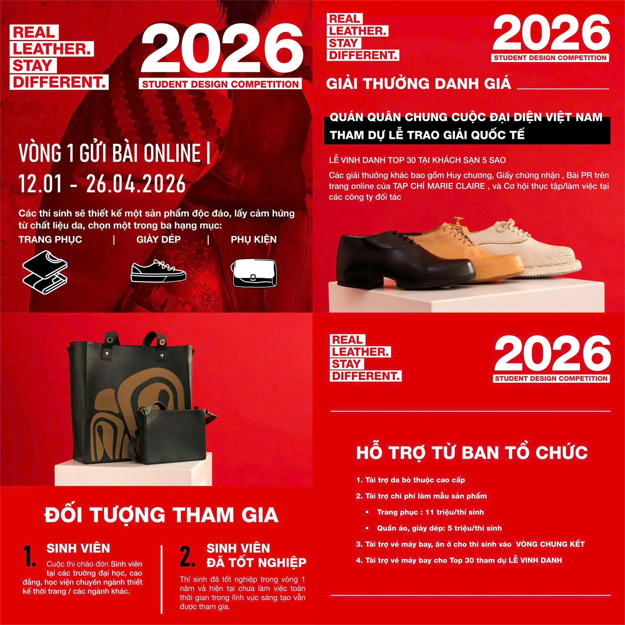 THÔNG TIN VỀ CUỘC THI THIẾT KẾ SÁNG TẠO DA QUỐC TẾ REAL LEATHER.STAY DIFFERENT. 2026