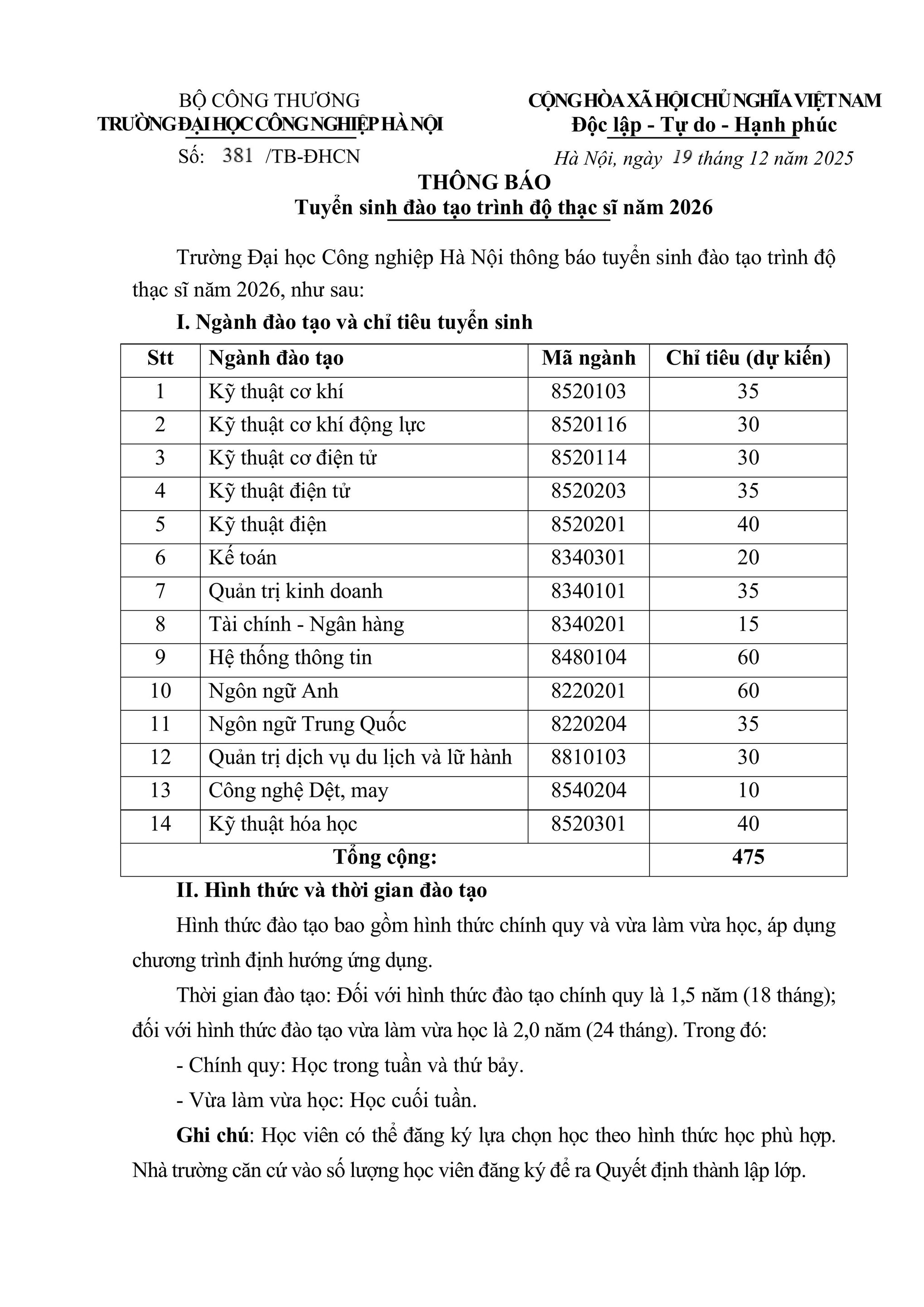 Tuyển sinh trình độ thạc sĩ đợt 2 năm 2026